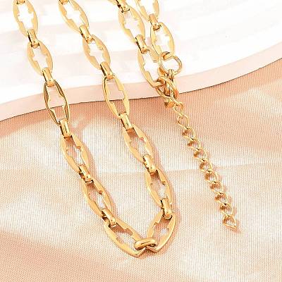 304 Stainless Steel Cross Link Chain Bracelet & Necklace Jewelry Sets SJEW-L199-07G-1