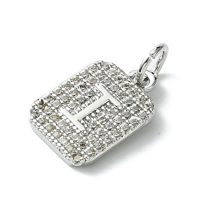 Rack Plating Brass Micro Pave Clear Cubic Zirconia Charms KK-G501-01I-P-1