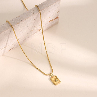 304 Stainless Steel Rectangle with Butterfly Pendant Round Snake Chain Necklaces for Women WG3CF6B-01-1