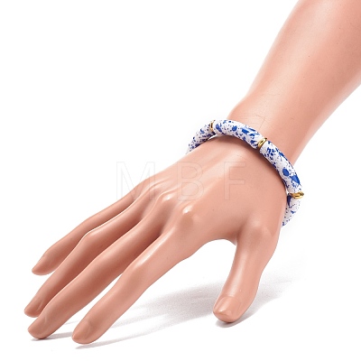 Acrylic Curved Tube Beaded Stretch Bracelet BJEW-JB08443-03-1