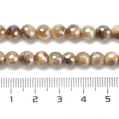 Electroplated Natural Tiger Eye Round Beads Strands G-L598-A04-01-1