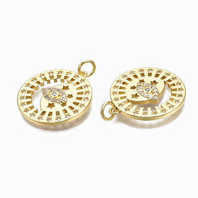 Brass Micro Pave Clear Cubic Zirconia Pendants ZIRC-N039-130-NF-1