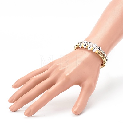 Unisex Acrylic Beads Stretch Bracelets Sets BJEW-JB06319-1