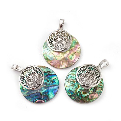 Natural Paua Shell Pendants KK-F751-M-B04-1