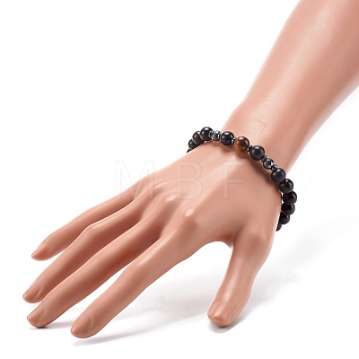 Energy Power Round Beads Stretch Bracelet for Men Women BJEW-JB06901-1