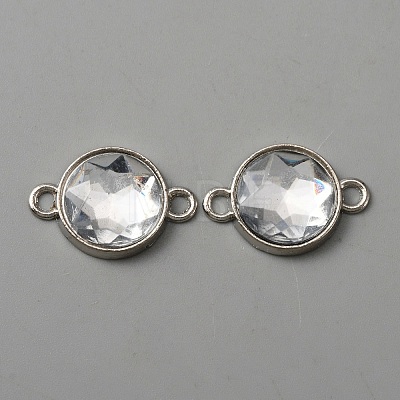 Faceted Glass Connector Charms GLAA-WH0031-48D-1