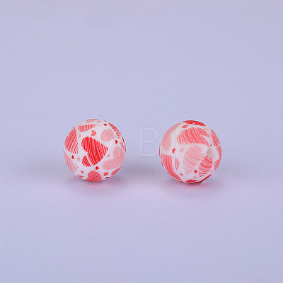 Printed Round Silicone Focal Beads SI-JX0056A-96-1