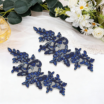2Pairs Leaves Polyester Embroidery Ornaments Accessories DIY-GF0014-46D-1