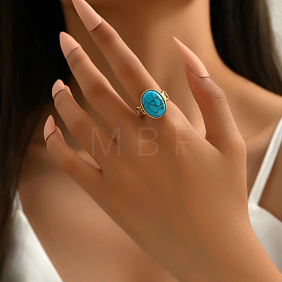 Stylish French Synthetic Turquoise Oval Ring for Women AP1026-1