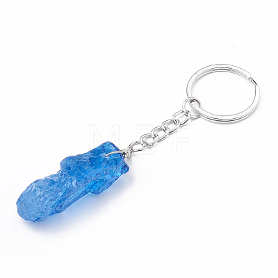 Dyed Natural Quartz Crystal Keychain G-T104-34-1