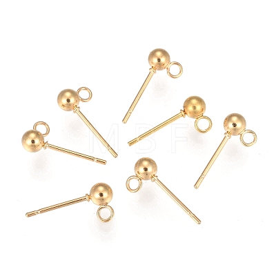 202 Stainless Steel Ball Stud Earring Findings STAS-F141-06G-3mm-1