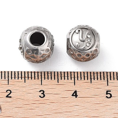 304 Stainless Steel Rhinestone European Beads STAS-A092-10Y-P-1