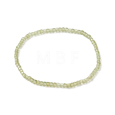 Natural Peridot Cube Beaded Stretch Bracelet for Women BJEW-JB08975-05-1