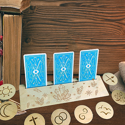 Natural Wood Card Stand for Tarot DJEW-WH0034-02G-1
