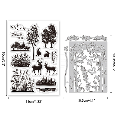 Globleland 1 Sheet Custom Forest PVC Plastic Clear Stamps DIY-GL0004-109-1