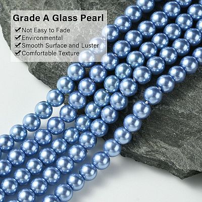 Eco-Friendly Dyed Glass Pearl Round Bead Strands X-HY-A008-6mm-RB015-1