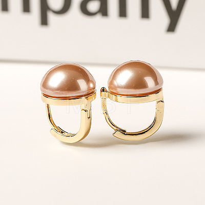Brass & Plastic Pearl Hoop Earrings FS-WGC04E8-01-1