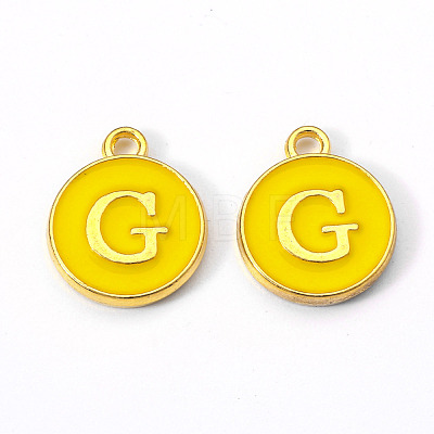 Golden Plated Alloy Enamel Charms X-ENAM-S118-09G-1