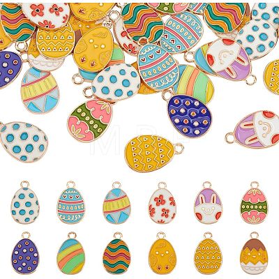 Olycraft 48Pcs 12 Style Alloy Enamel Pendants ENAM-OC0001-08-1