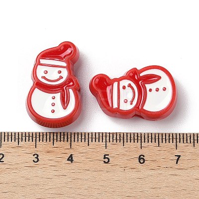 Christmas Decorations Theme Opaque Acrylic Bead with Enamel OACR-Z021-01C-1