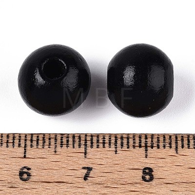 Spray Painted Round Natural Schima Wood Beads LS-WOOD-A018-12mm-03-1-1