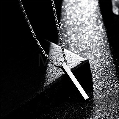 Cuboid 201 Stainless Steel Pendant Necklaces for Men FS-WGBE4EC-01-1
