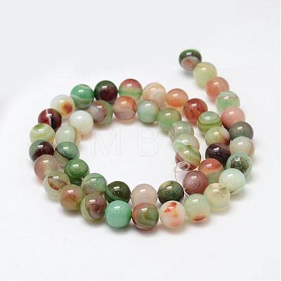 Natural Striped Agate/Banded Agate Bead Strands G-K155-B-8mm-03-1