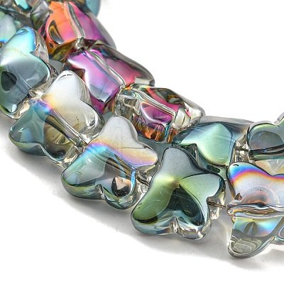 Half Plated Electroplate Transparent Glass Beads Strands EGLA-G037-11A-HP03-1