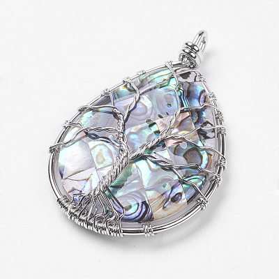 Abalone Shell/Paua Shell Big Pendants KK-P118-03P-1