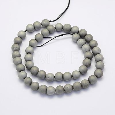 Electroplate Natural Druzy Agate Beads Strands G-G708-8mm-04-1