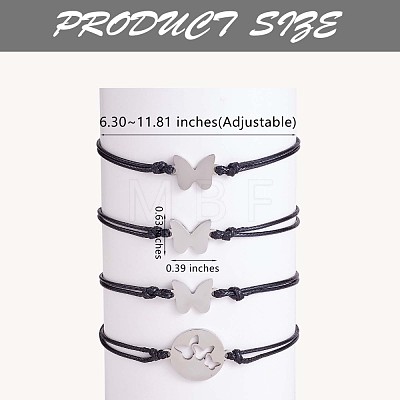 4Pcs 4 Style 430 Stainless Steel Butterfly Link Bracelets Set JB722A-1