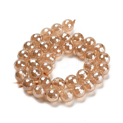 Electroplated Natural Quartz Round Beads Strands G-L598-A02-03A-1