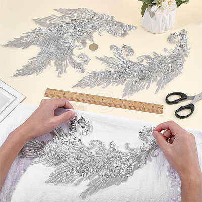 Gold and Silver Thread Silk Embroidered Sequins DIY-WH0816-144B-1