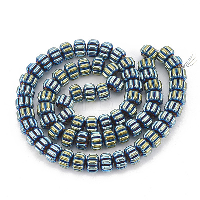 Electroplate Non-magnetic Synthetic Hematite Corrugated Beads Strands G-T061-108C-1