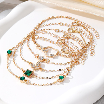 5Pcs 5 Styles Alloy Chain Bracelet & Bangle Set for Women WG6073F-01-1