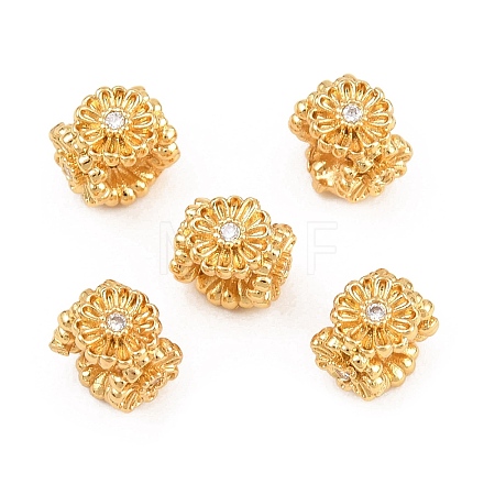 Brass Micro Pave Clear Cubic Zirconia Beads KK-Z162-18G-1