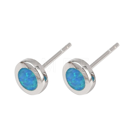 Opal Flat Round Stud Earrings JE1124A-1