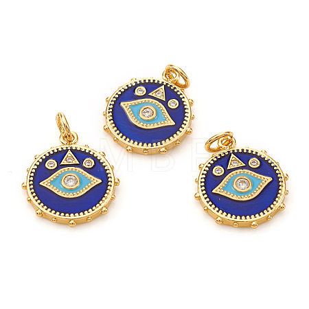 Brass Micro Pave Cubic Zirconia Pendants X-KK-I672-22G-1