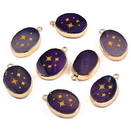 Natural Agate Pendants G-N326-155F-1