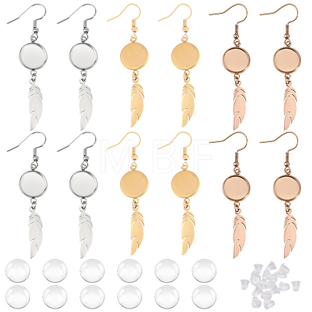6 Pairs 6 Color Blank Clear Glass Dome Dangle Earrings EJEW-AB00013-1