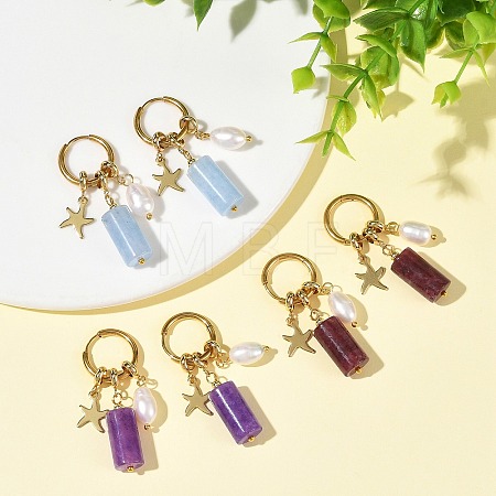 202 Stainless Steel Dangle Huggie Hoop Earrings EJEW-JE07295-1