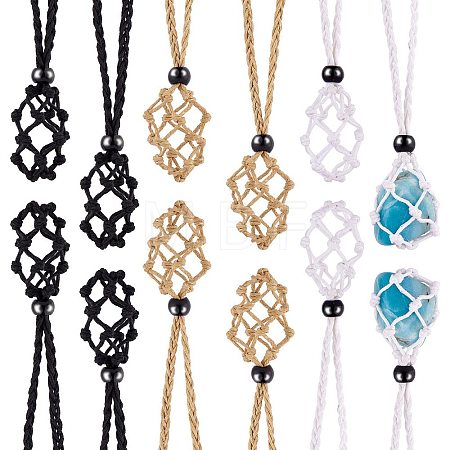 Braided Waxed Cotton Thread Cords Macrame Pouch Necklace Making AJEW-SW00020-1