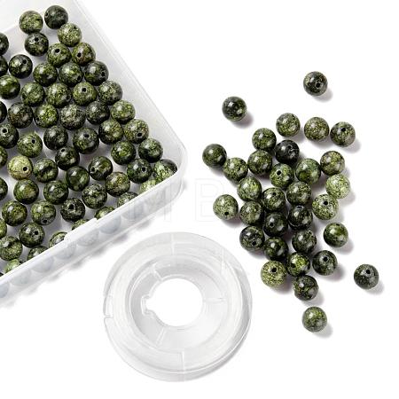 100Pcs 8mm Natural Serpentine/Green Lace Stone Round Beads DIY-LS0002-45-1