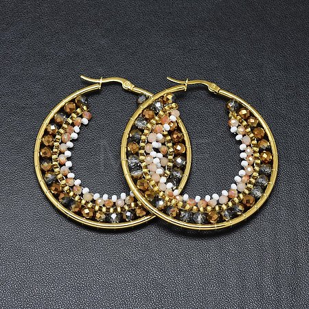304 Stainless Steel Hoop Earrings EJEW-O090-F05-1