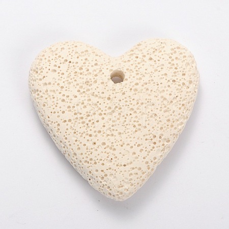 Synthetic Lava Rock Big Flat Heart Pendants G-O025-10C-1