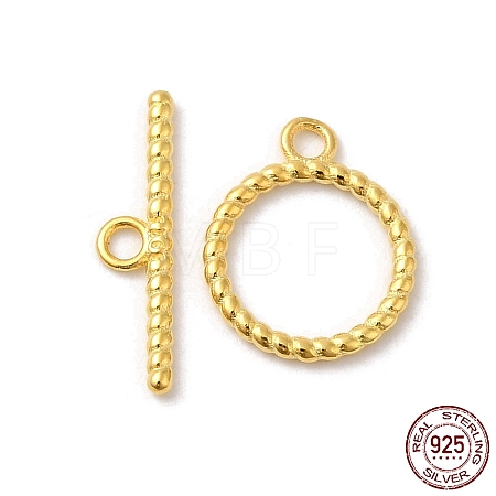 Rack Plating 925 Sterling Silver Toggle Clasps STER-G038-02G-1