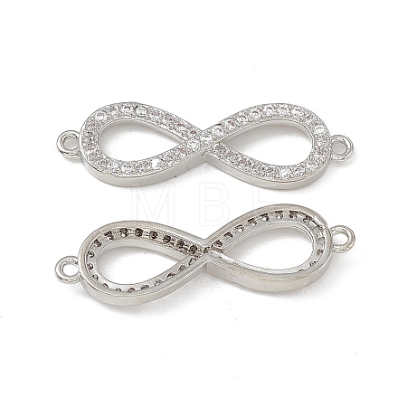 Brass Micro Pave Clear Cubic Zirconia Connector Charms KK-E068-VB385-1