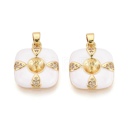 Brass Micro Pave Cubic Zirconia Cup Pearl Peg Bails Pin Pendants KK-T079-07G-1
