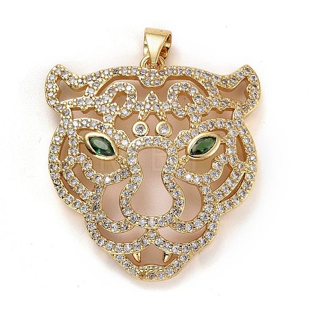 Brass Micro Pave Clear & Green Cubic Zirconia Pendants X-ZIRC-E165-12G-1