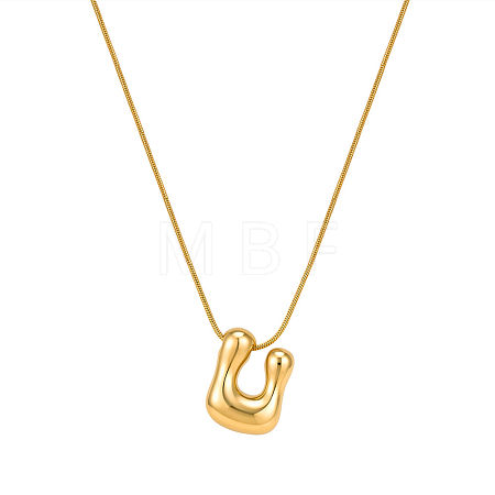 304 Stainless Steel Alphabet Pendant Necklaces for Men and Women GP1122-21-1